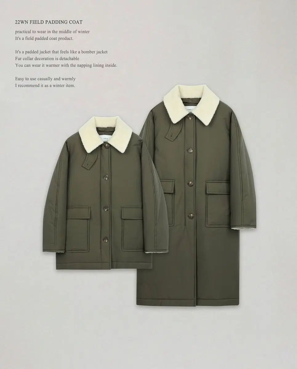NILBY P(ニルバイピー) フィールド ダウン ハーフ コート カーキ / 22WN field padding coat