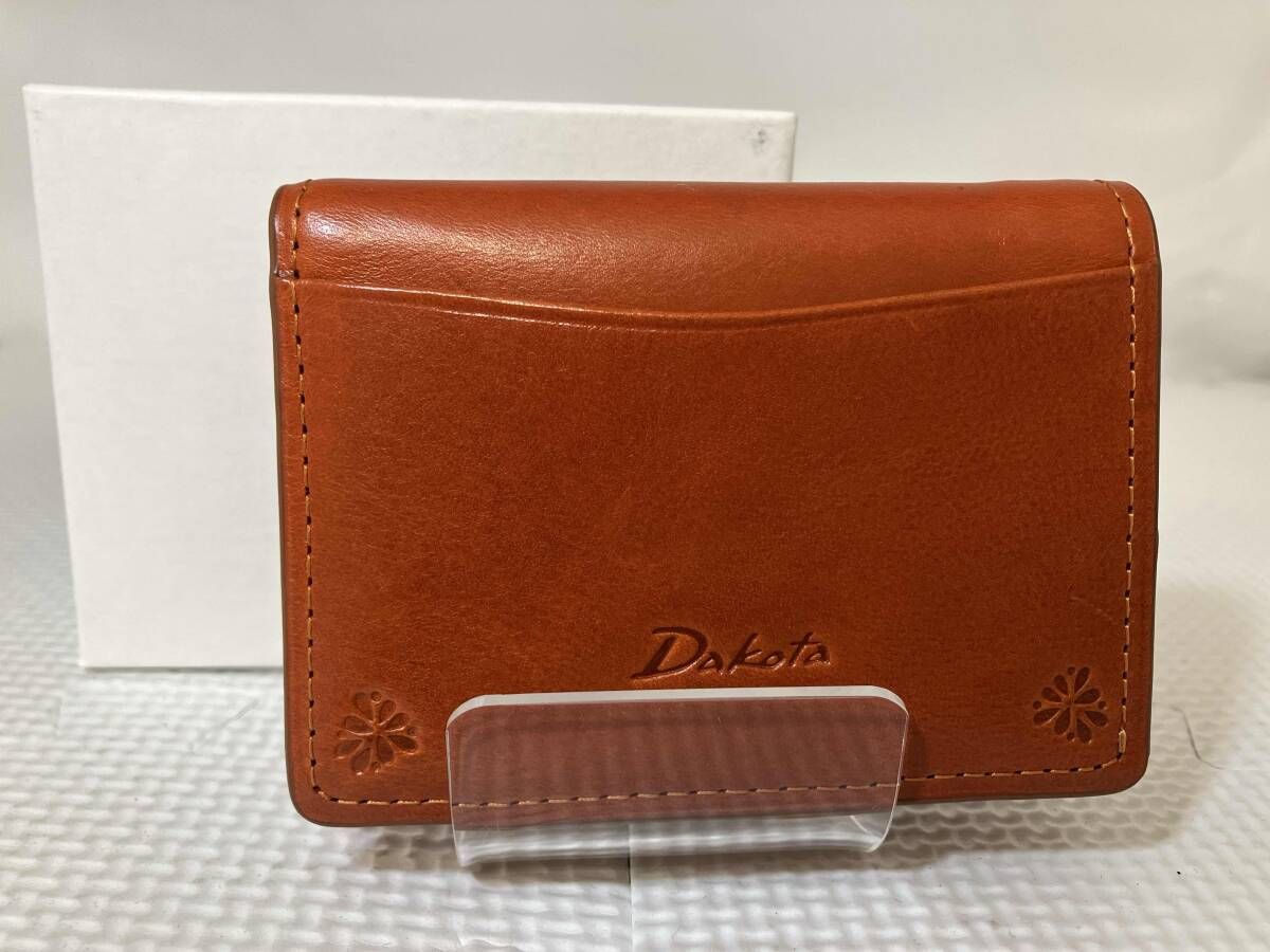 Dakota ダコタバンビーナ2　コンパクト三つ折り札入れ オレンジ レザー ミニウォレット イタリアンレザー　小傷有