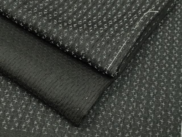 平和屋着物●上質なお召　市松文　黒地　ますいわ屋扱い　正絹　逸品　未使用　CABI1193gh