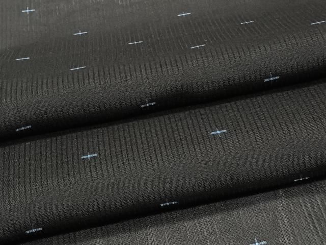 平和屋着物＊夏物　紗紬　十字文　黒地　正絹　逸品　CABJ9722xi