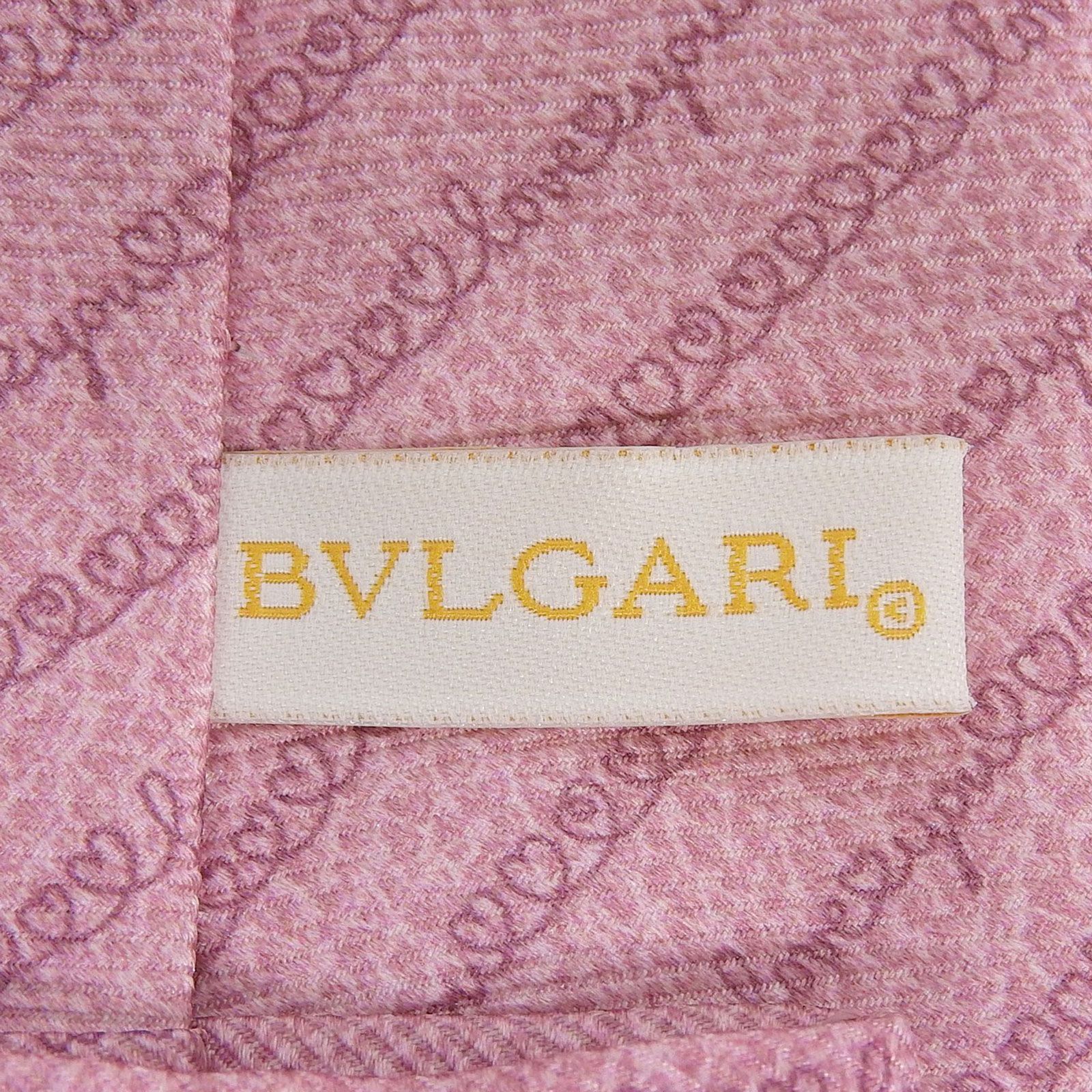 未使用品▲BVLGARI ブルガリ シルク100% ハートストライプ ネクタイ ピンク イタリア製 メンズ 箱付き ビジネスオススメ◎