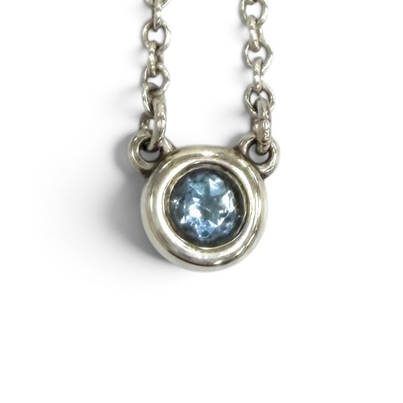 美品★TIFFANY&Co. ティファニー エルサペレッティ カラー バイ ザ ヤード アクアマリン ペンダント AG925 2025年1月購入品 重量1.7g