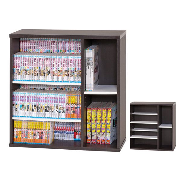 本棚 コミックシェルフ 3段 大収納タイプ 前後独立棚板 約幅76cm （ ブックシェルフ ラック 大容量 CD DVD ブルーレイ 収納棚 Blu-ray 漫画 マンガ コミック ）