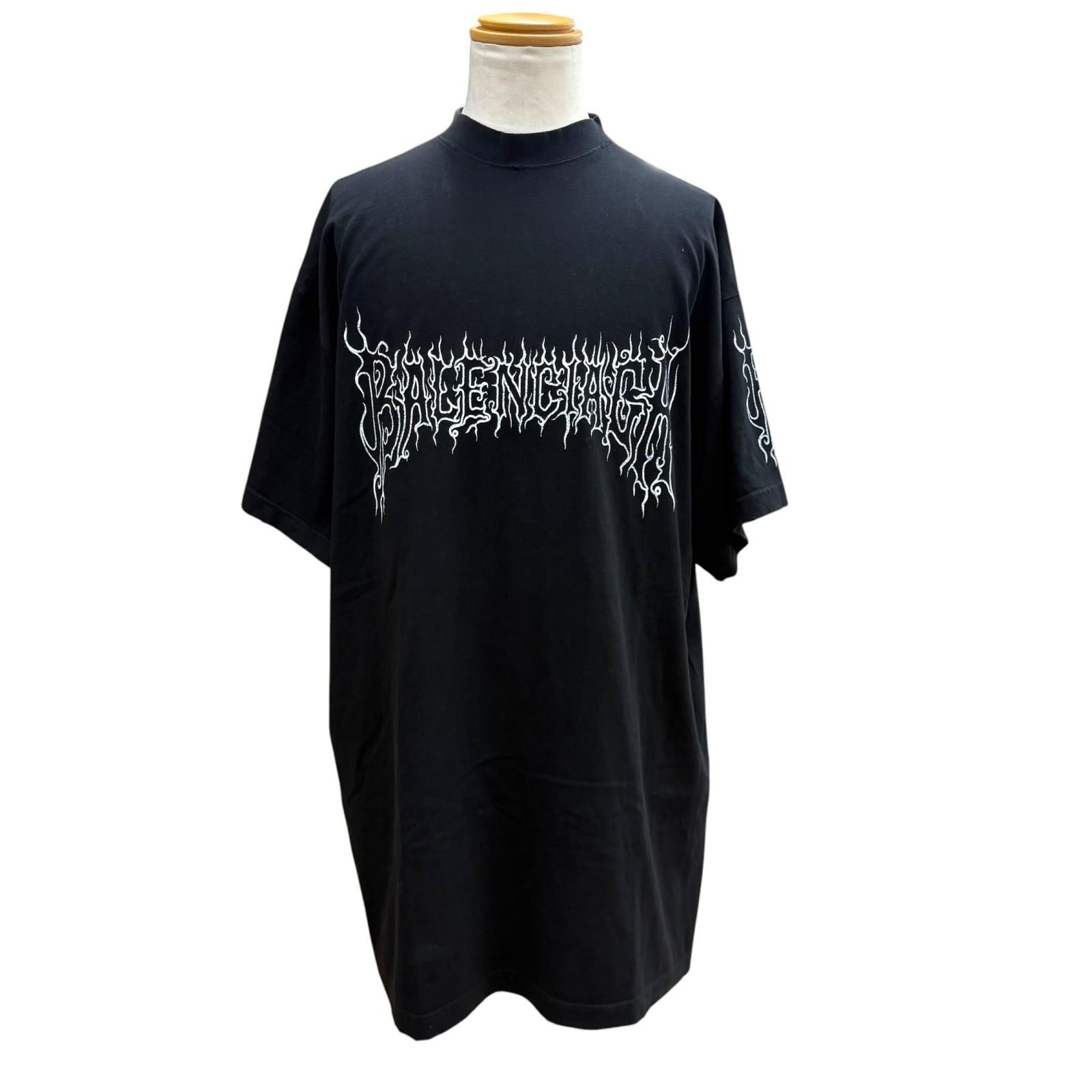 美品▼BALENCIAGA バレンシアガ 739028 DARKWAVE TEE コットン ダメージ加工 オーバーサイズ 半袖Ｔシャツ ユニセックスサイズ3 正規品