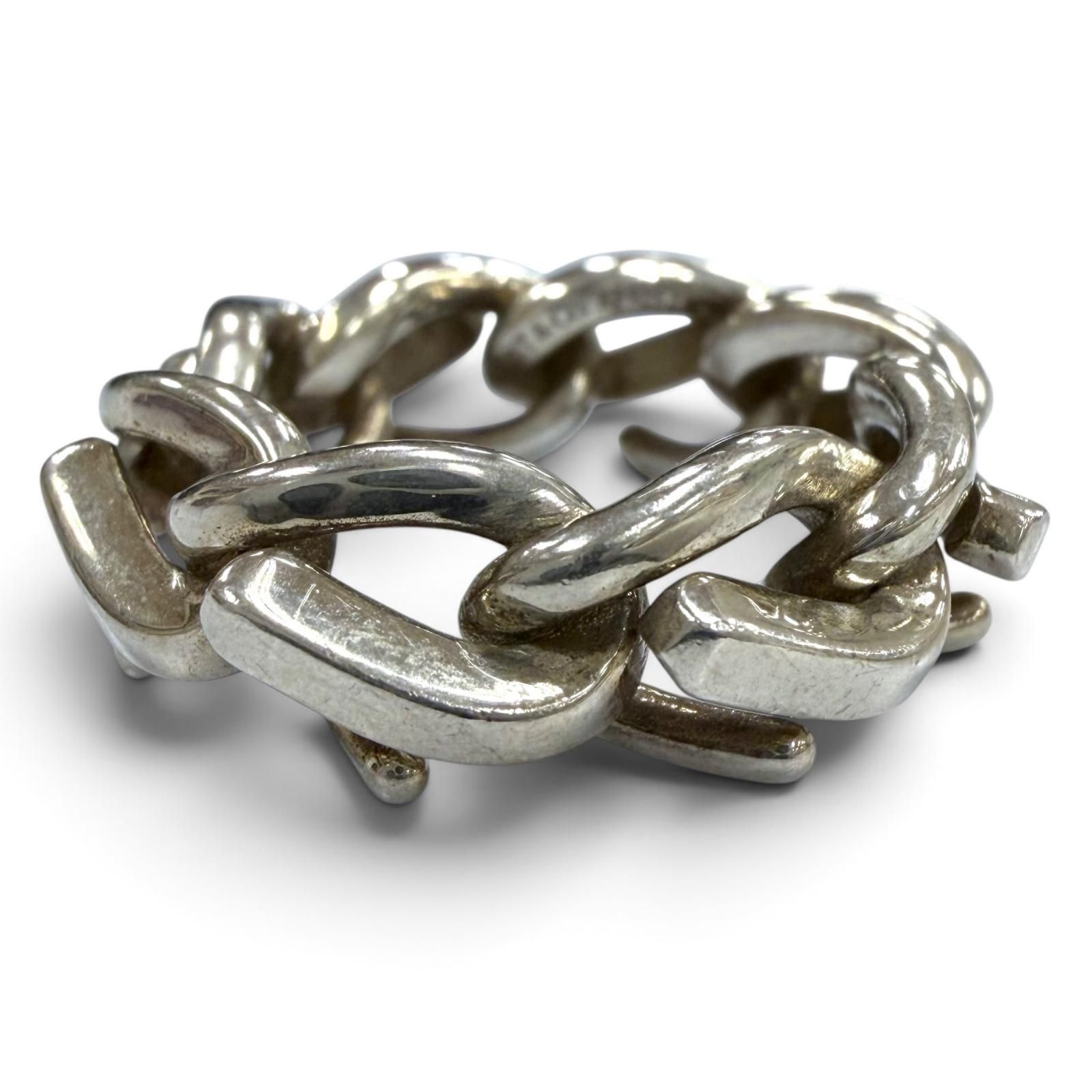 美品▼TIFFANY&Co. ティファニー フォージ リンク AG925 リング 指輪 シルバー 22 JP14号 重量10.2g メンズ アクセサリー 箱付き