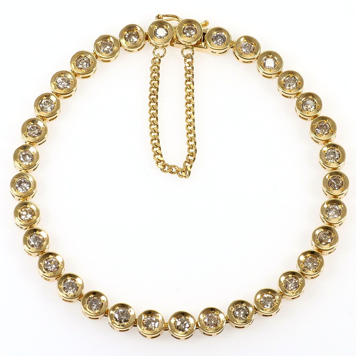 K18YG ブレスレット ブラウンダイヤモンド 3.00ct カード鑑別書 総重量約12.4g 約18.5cm