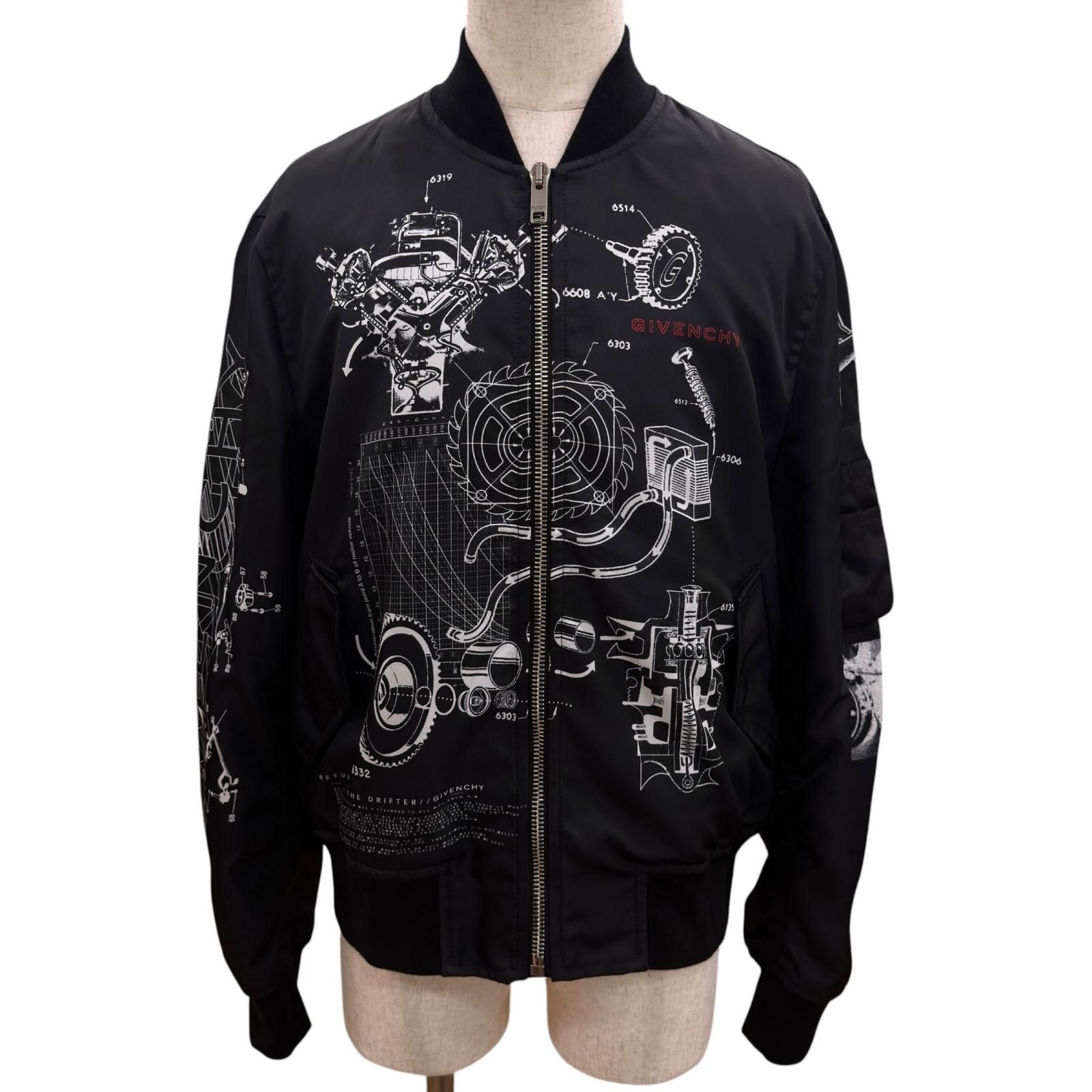 極美品●GIVENCHY ジバンシィ BM00PD13KP スケマティクス プリント ブルゾン ボンバー ジャケット 48 ポルトガル製 正規品 ハンガー付き