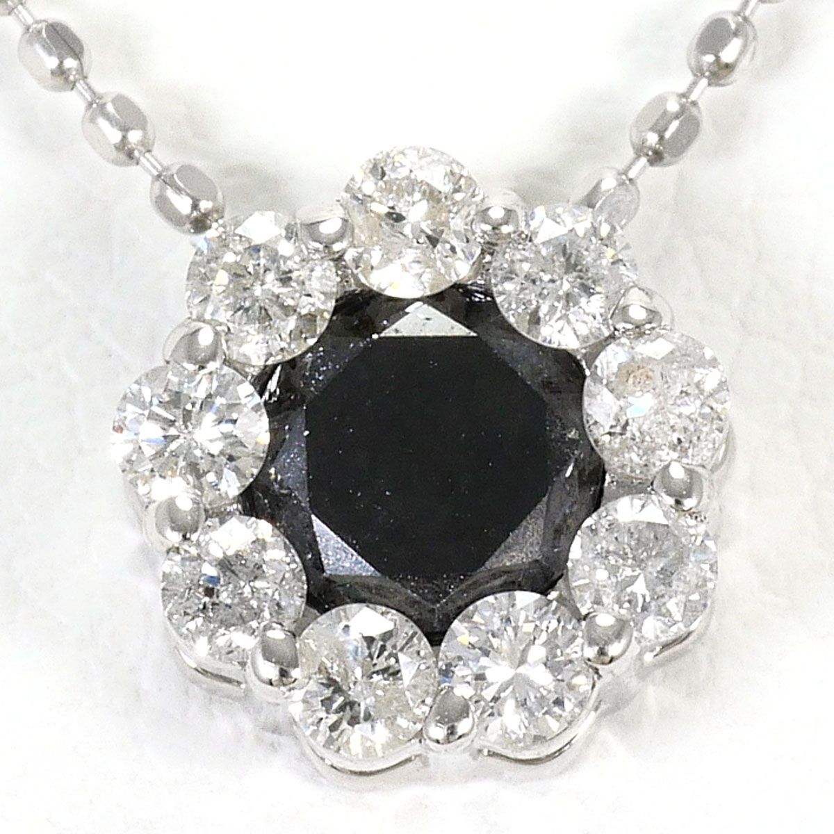K18WG ネックレス ブラックダイヤ 0.40ct ダイヤモンド 0.25ct 総重量約2.3g 約40cm