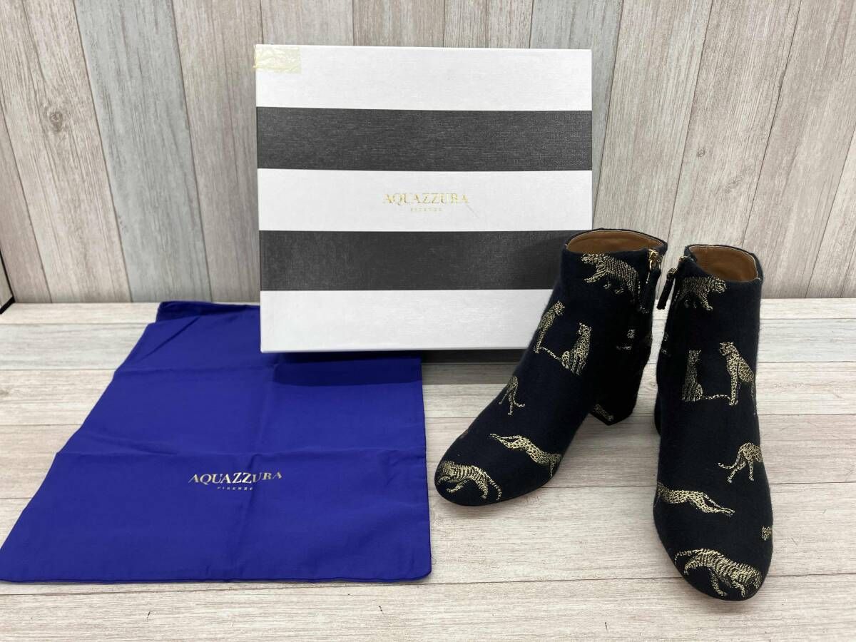 AQUAZZURA／アクアズーラ／ブーツ／フランネル／サイドジップ／MADE IN ITALY／36／23cm／レディース／ 刺繍／BRKMIDB0-PNJ-000 7,086円