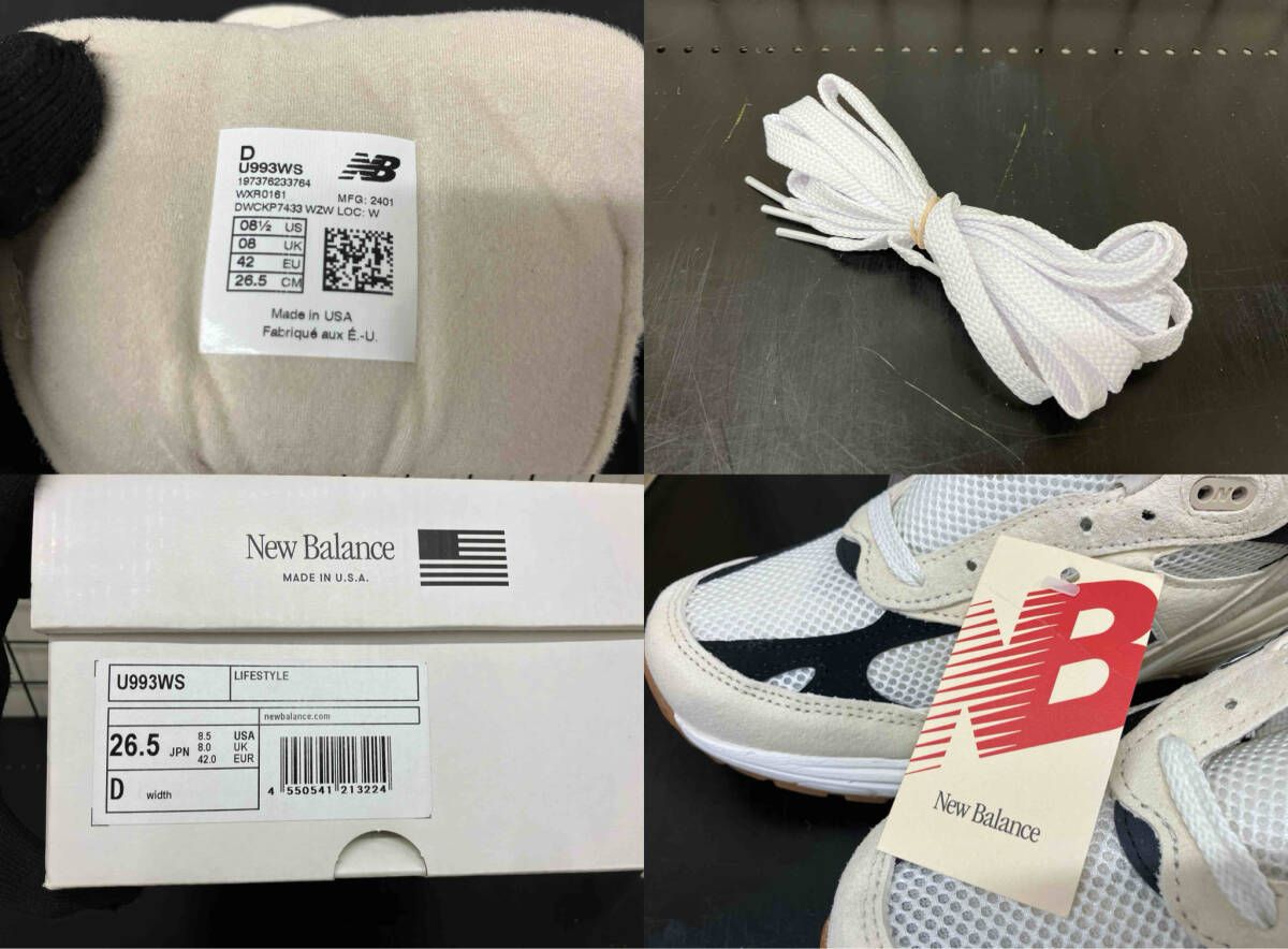【タグ、箱、紐あり】New Balance ニューバランス/U993WS/ホワイト/26.5㎝/米国製