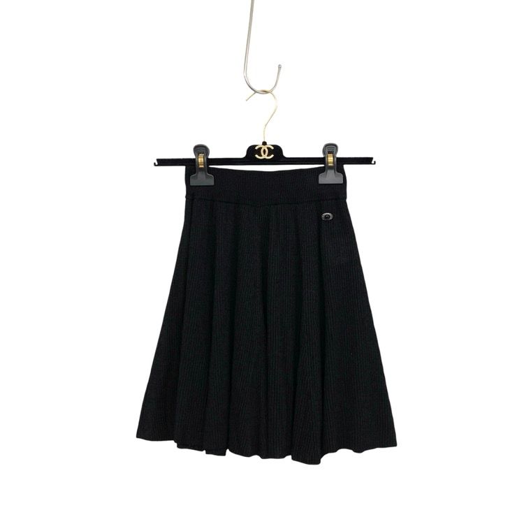 CHANEL シャネル ニットミニスカート ブラック 34 P56176K07344