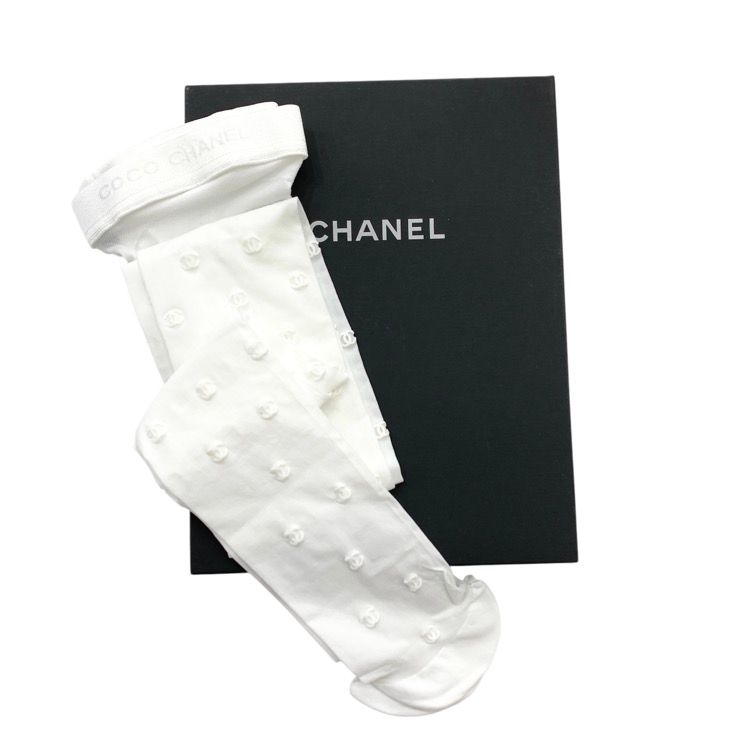 未使用品 CHANEL シャネル CCマーク ストッキング ホワイト 1