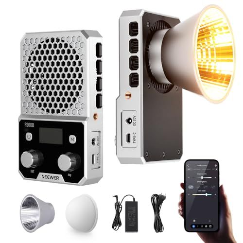 NEEWER FS60B 撮影用ライト 60W 小型 LEDビデオライト アプリとパネル制御 高輝度定常光 スポットライト | 34300Lux CRI96+ バイカラー 2700K-6500K 0-100%無段階調光 コンパクト 軽量 手持 b8fa366e