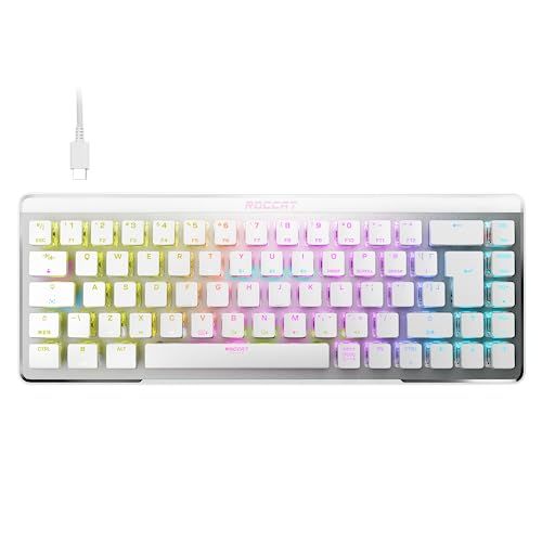 ROCCAT ゲーミングキーボード Vulcan II Mini Air 日本語配列(ISO) ワイヤレス 2.4GHz/Bluetooth ホワイト/白 ミニ(65%) テンキーレス オプティカル リニア 静音 矢印キー有 RGB 【日本正 814506ab