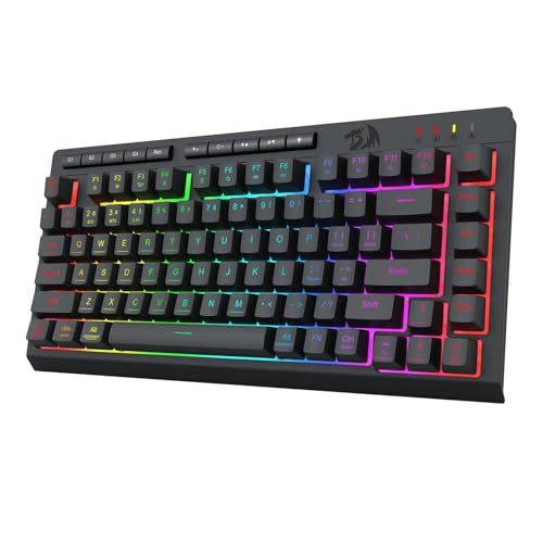 Redragon K524 無線 ゲーミングキーボード 75% テンキーレス 2.4G/Bluetooth/USB有線 英語配列 ブラック | 静音メンブレンスイッチ メカニカル風打鍵感 RGBバックライト マクロキー 26キー同時押し対応 688295c6