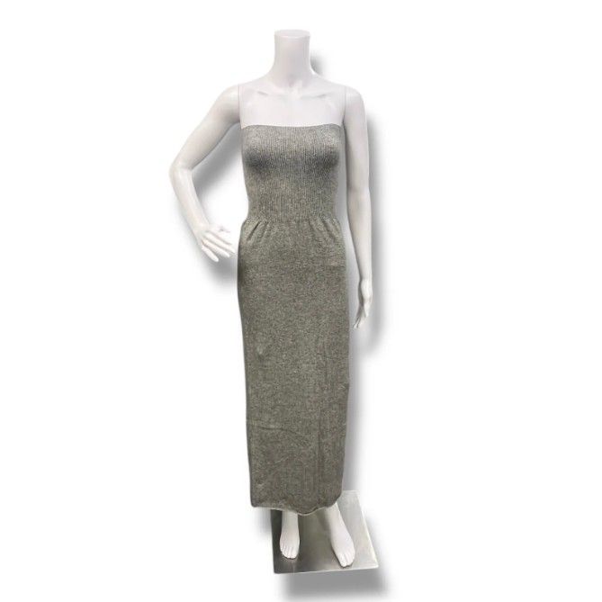 参考上代49,500円 未使用 PHEENY Cashmere silk skirt カシミヤ シルク スカート ニット ノースリーブ ワンピース フィーニー PA24-KT06 グレー F （2038MG）