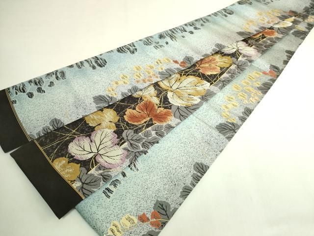 平和屋着物●極上 両面 半幅帯 蔦の葉文 金糸 逸品 DZAB8581kh6 平和屋着物●極上 両面 半幅帯 蔦の葉文 金糸 逸品 DZAB8581kh6
