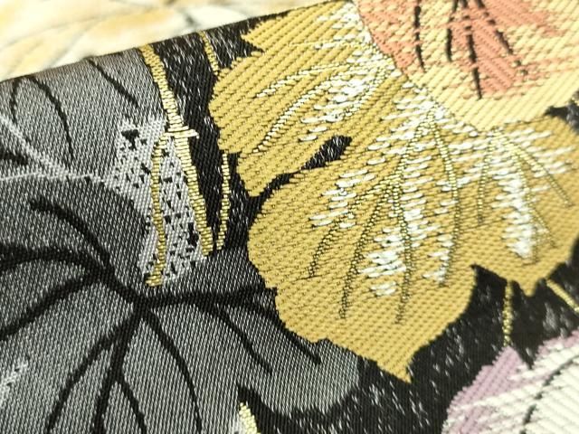 平和屋着物●極上 両面 半幅帯 蔦の葉文 金糸 逸品 DZAB8581kh6 平和屋着物●極上 両面 半幅帯 蔦の葉文 金糸 逸品 DZAB8581kh6