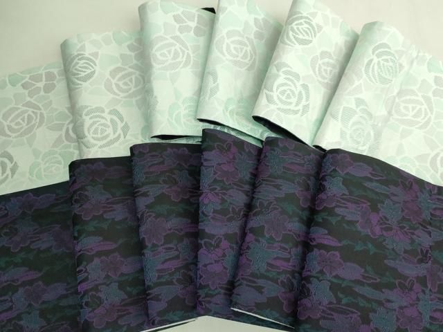 平和屋着物●極上　両面　半幅帯　薔薇　バラ　草花文　逸品　DZAB8597kh6