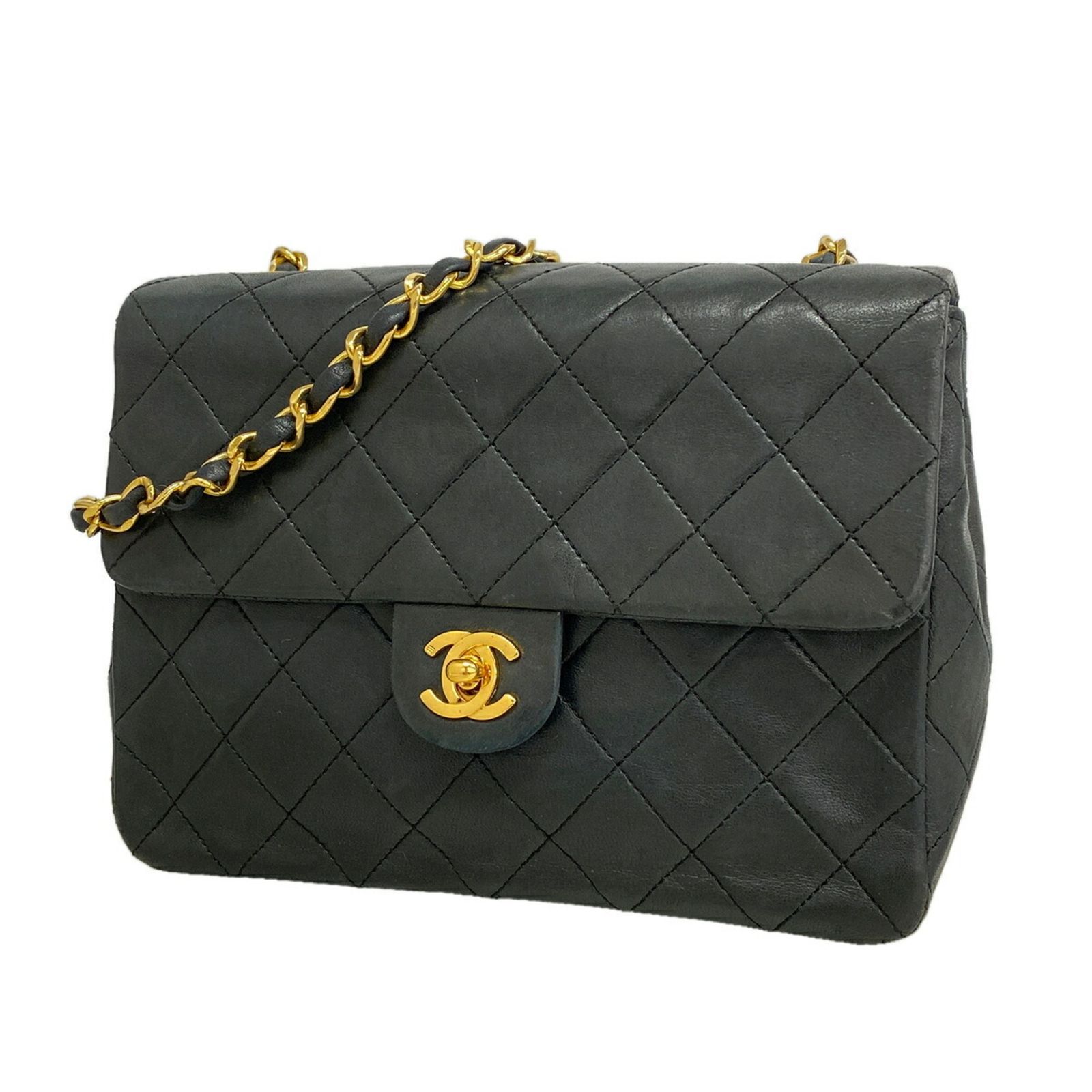 シャネル(Chanel) シャネル ショルダーバッグ ミニマトラッセ チェーンショルダー ラムスキン ブラック レディース
