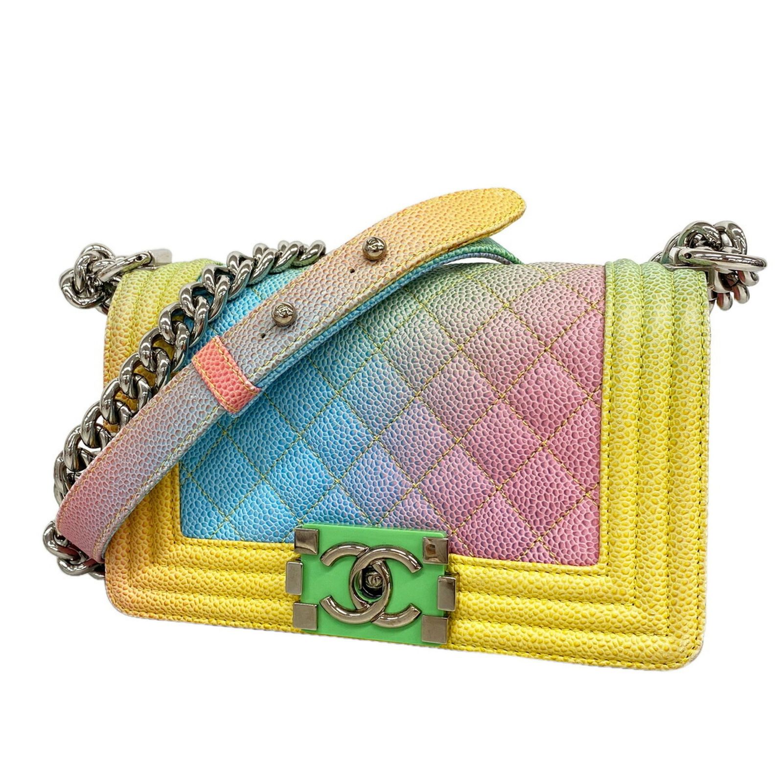 シャネル(Chanel) シャネル ショルダーバッグ ボーイシャネル チェーンショルダー キャビアスキン マルチカラー レディース OP014738