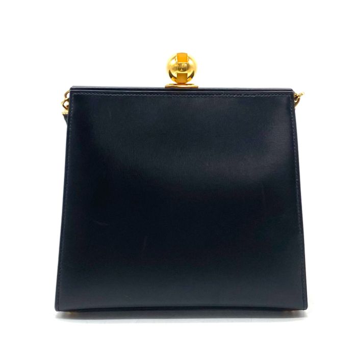 【中古】美品 HERMES エルメス ヴィンテージ がま口 ボックス カーフ ショルダー バッグ fY06328A