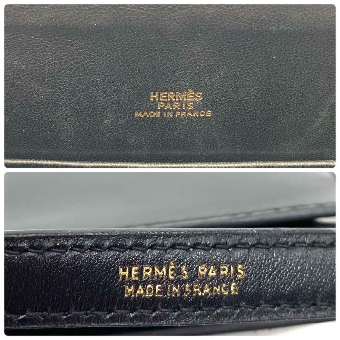【中古】美品 HERMES エルメス ヴィンテージ がま口 ボックス カーフ ショルダー バッグ fY06328A