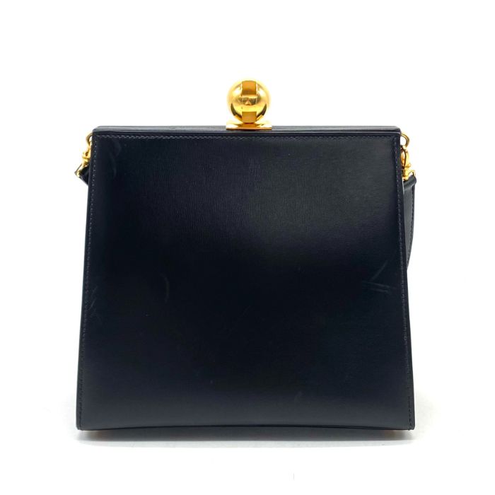 【中古】美品 HERMES エルメス ヴィンテージ がま口 ボックス カーフ ショルダー バッグ fY06328A