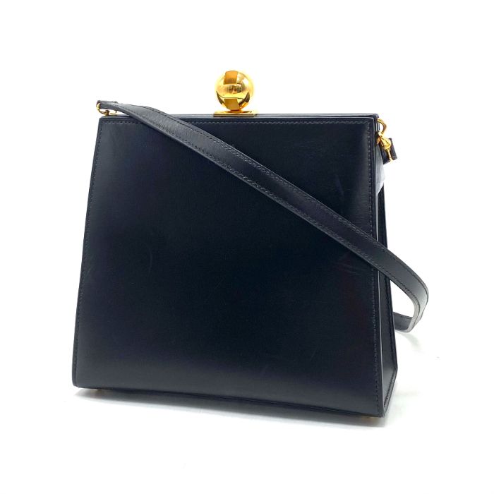 【中古】美品 HERMES エルメス ヴィンテージ がま口 ボックス カーフ ショルダー バッグ fY06328Aメッセンジャーバッグ