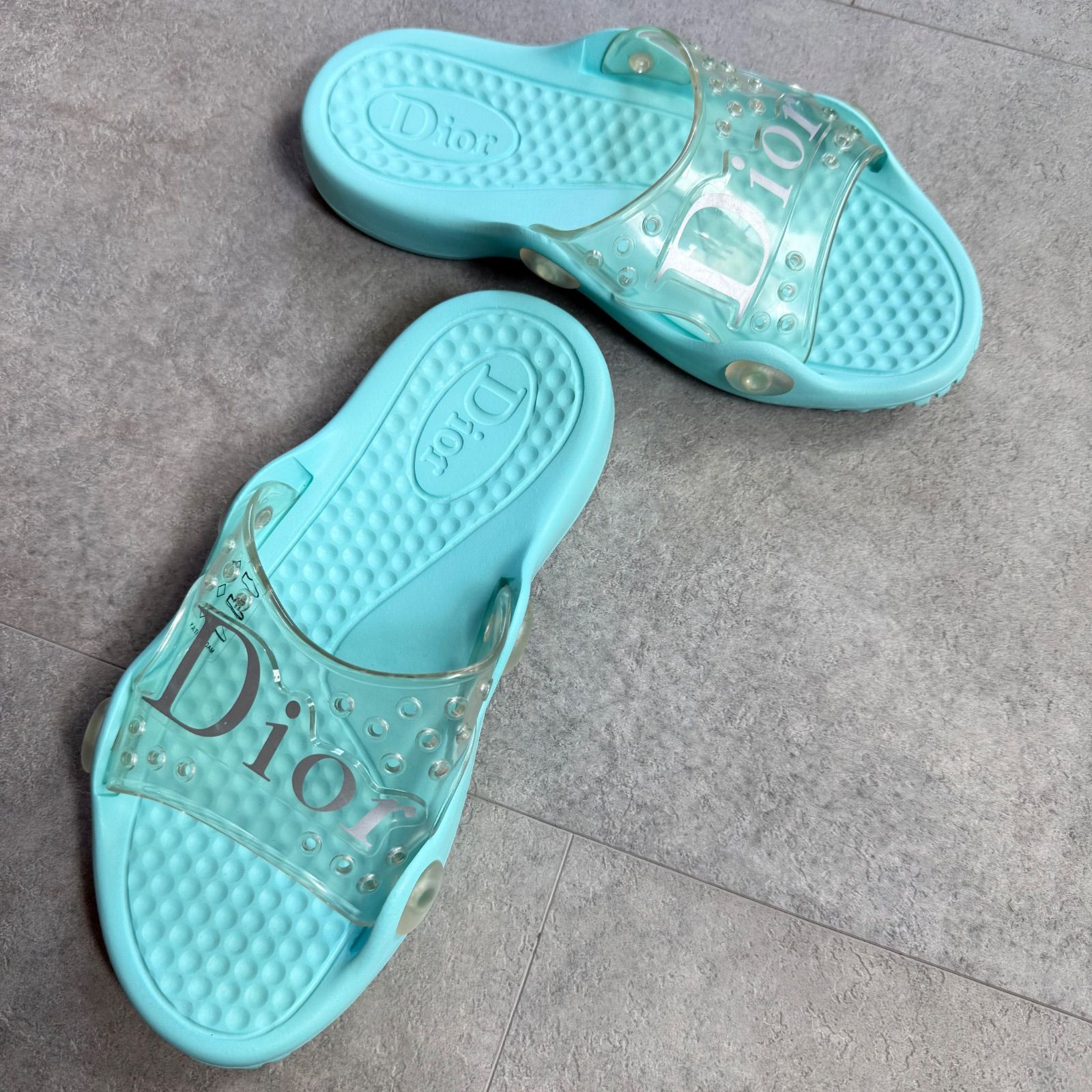 Christian Dior クリスチャンディオール スライドサンダル ビーチサンダル 水色 ライトブルー 36 レディースシューズ 23cm 16,330円