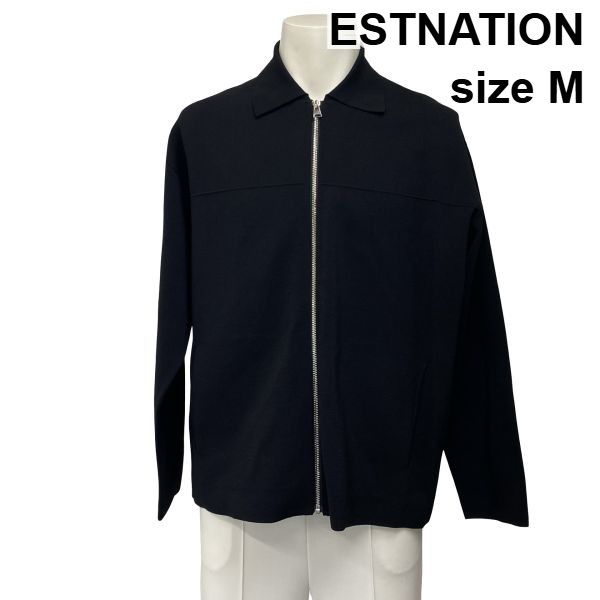 ◆ エストネーション ESTNATION ジップアップジャケット ブルゾン 長袖 切替デザイン 黒 ブラック 綿混 コットン混 M メンズ S6J219 9,856円