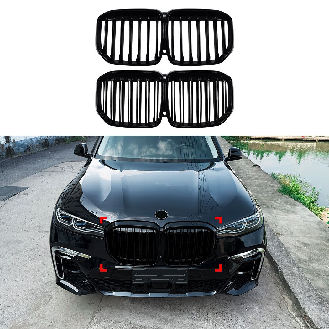BMW X7 G07 前期 2019～2022年対応 フロントバンパーグリル ABS製 ブラック塗装 シングルバー／ダブルバーデザイン ライトなし フロントフェイス 外装アクセントパーツ 12,949円