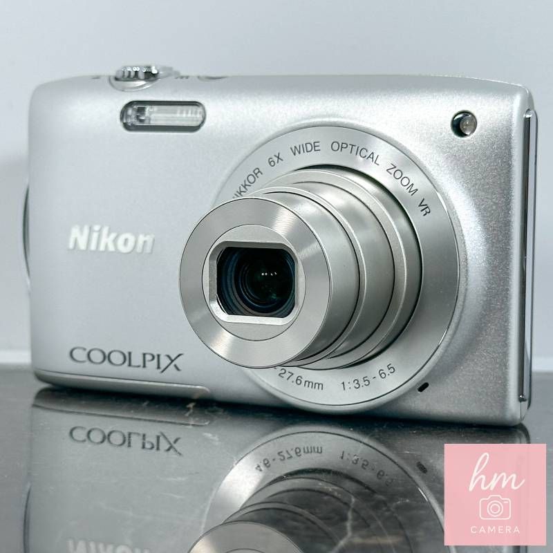 [Good Condition] Nikon COOLPIX S3300 Crystal Silver 1.62 Million Pixels 6x Zoom Wide Angle 26mm HD Video Compact Digital Camera Nikon Coolpix