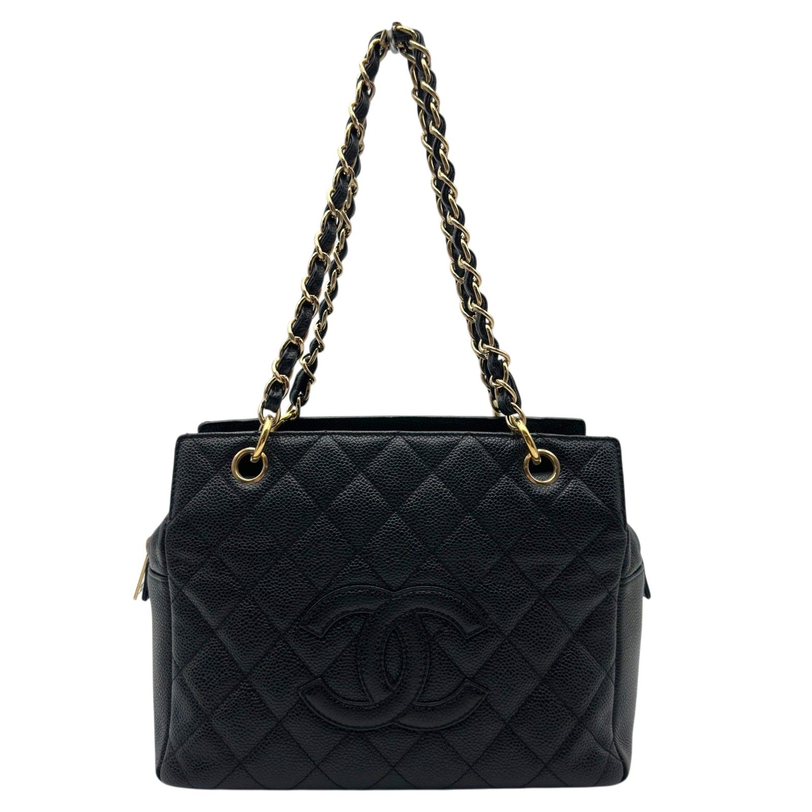 シャネル CHANEL PTTチェーンハンドバッグ A18004 7番台 ブラック ゴールド金具 キャビアスキン レディース ハンドバッグ