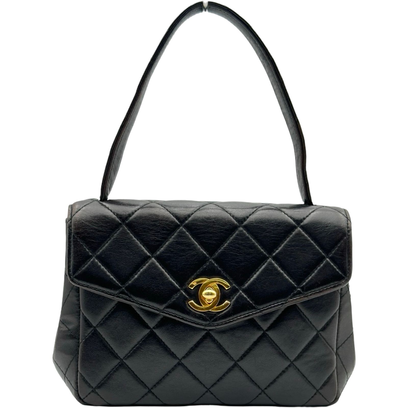 シャネル CHANEL マトラッセ ハンドバッグ 4番台 ブラック ゴールド金具 ラムスキン レディース