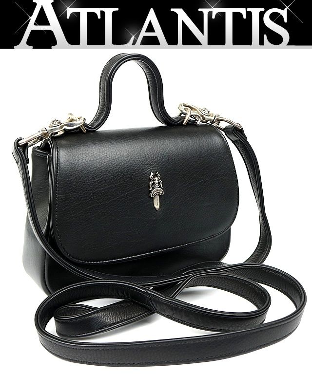 CHROME HEARTS 銀座店 クロムハーツ ダガー TEENER 2WAYバッグ レザー ハンドバッグ シルバー SV925 黒 104286