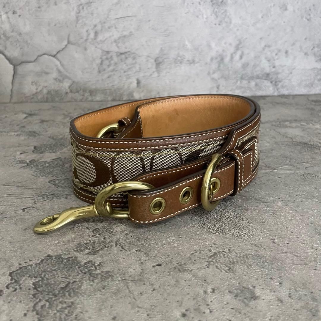 希少　美品　COACH Y2K Soho Signature Women's Belt　コーチ ベルト ソーホー シグネチャー 金金具 キャンバス レザー 茶 ブラウン