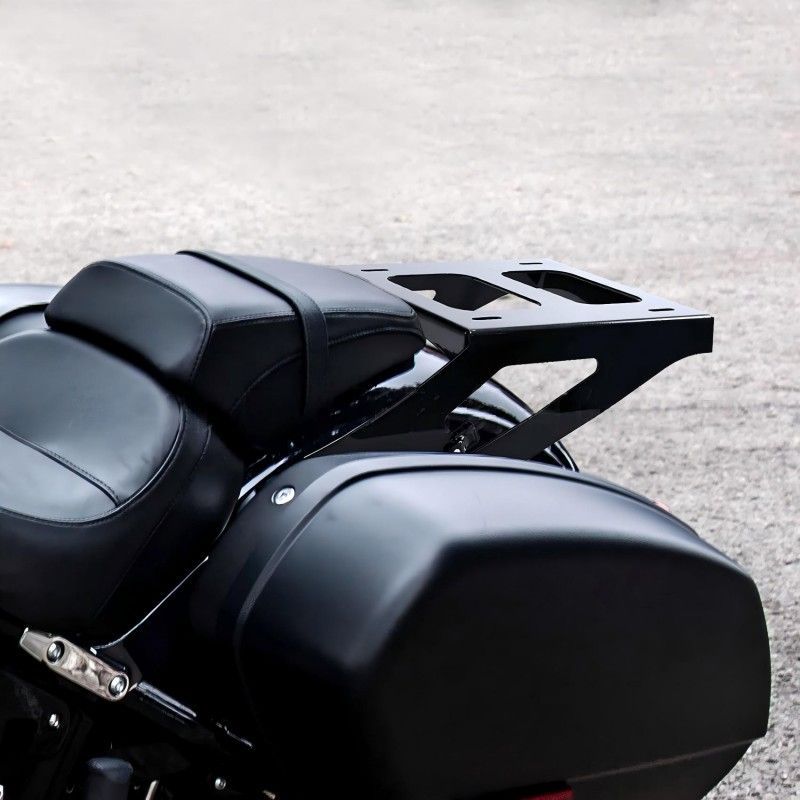 ハーレー対応 リアキャリア バイク用 後部荷台 ブラック クローム調 外装アクセントパーツ