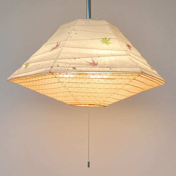 ペンダントライト 幅50×高さ27cm pyramid もみじ×麻葉煉瓦 SPN3-1011 3灯 （ 天井照明 照明 ライト 照明器具 ピラミッド型 リビング ダイニング 居間 寝室 食卓用 店舗 和室 洋室 おしゃれ 和紙 ） 17,908円