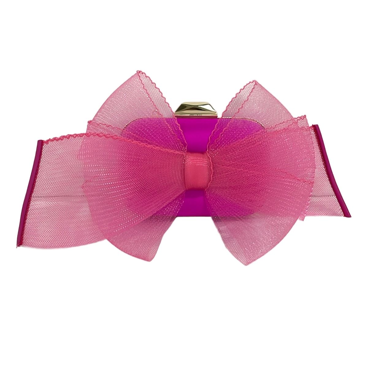 JIMMY CHOO(ジミーチュウ) クラッチバッグ美品 マイクロクラウド ピンク リボン/ホログラムシールあり