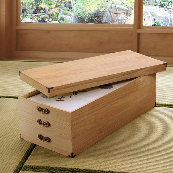 衣装ケース 桐製 衣裳箱 柿渋染 3段 日本製 幅91cm （ 桐衣装ケース 桐衣装箱 着物 収納 ケース 衣装箱 衣類収納 木製 桐ケース たとう紙 折らない 着物収納 蓋付き フタ付き 押し入れ収納 完成品 ）