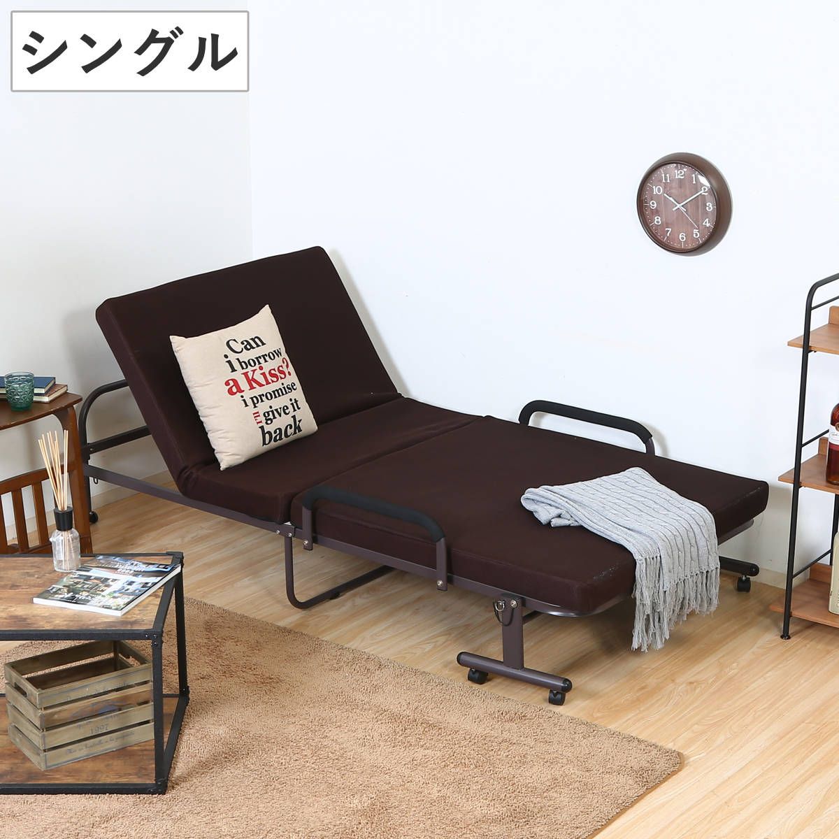折りたたみベッド シングル 低反発 マット リクライニング 折りたたみ ベッド （ リクライニングベッド ベット 折り畳み シングルベッド 角度調整 折り畳みベッド キャスター付き 低反発マットレス 背もたれ ）