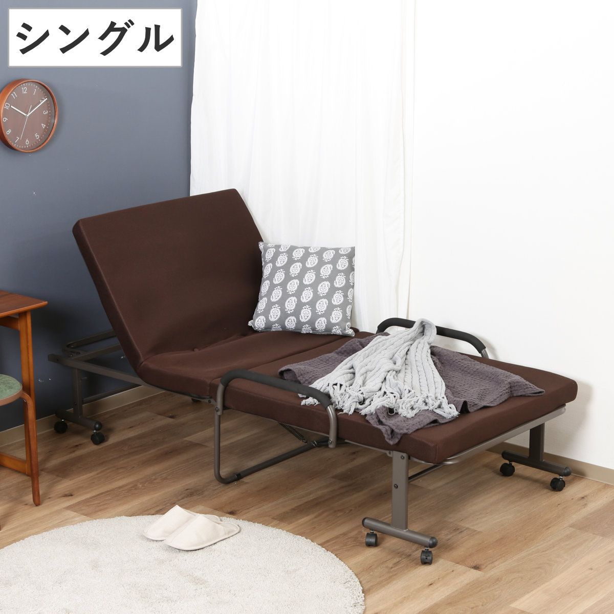折りたたみベッド シングル ハイタイプ 低反発 マット リクライニング 折りたたみ ベッド （ リクライニングベッド ベット 折り畳み シングルベッド 角度調整 折り畳みベッド キャスター付き 低反発マットレス 背もたれ ）