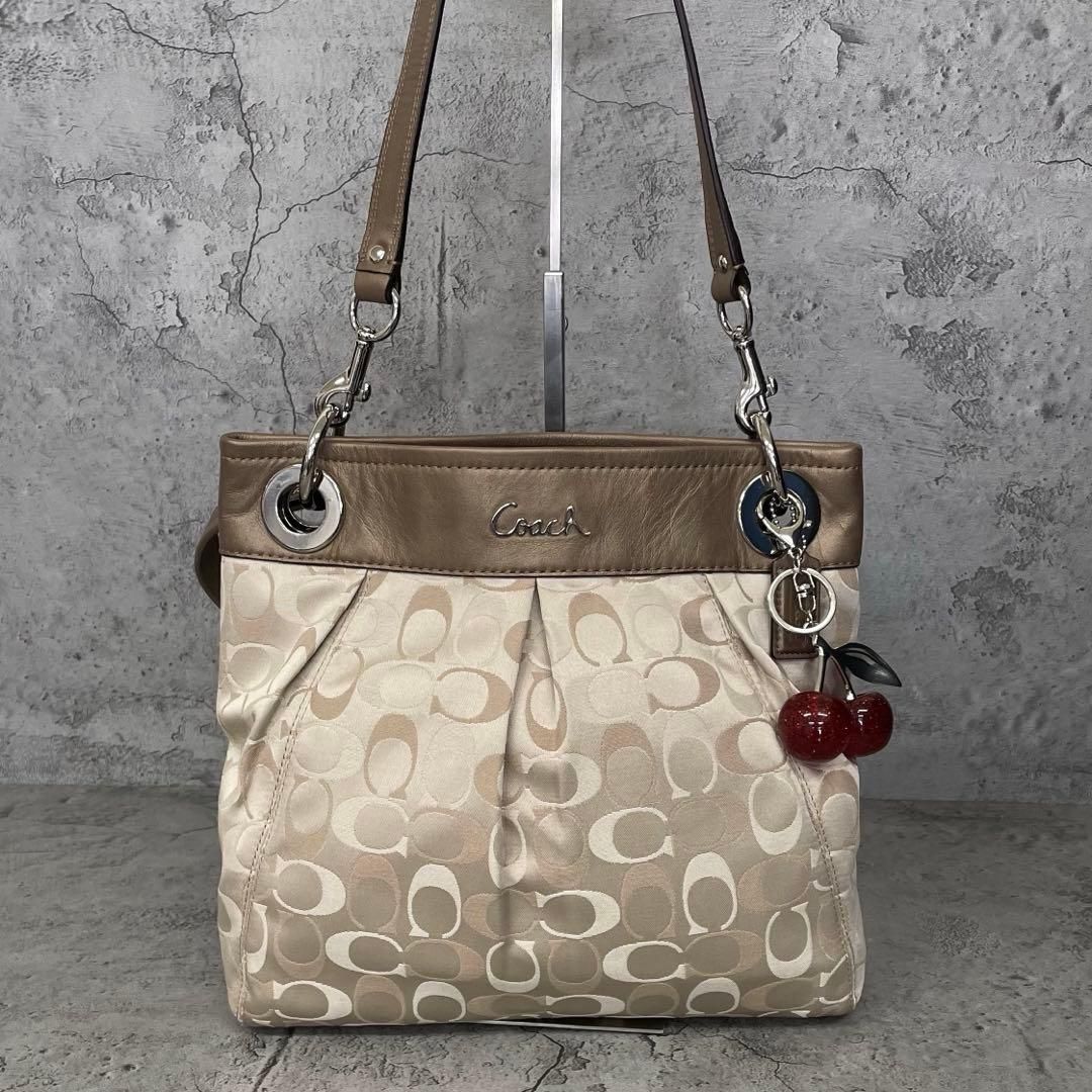 新品 COACH Y2K Signature 2way Shoulder Bag コーチ 2way ショルダーバッグ アシュレイ シグネチャー ナイロン レザー 茶 ブラウン