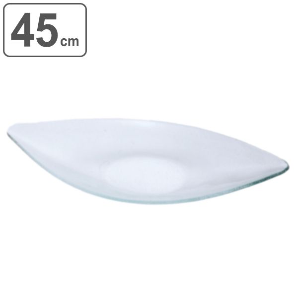 プレート 45cm M 舟型 M.STYLE グランデヴェートロ 皿 食器 ガラス製 （ 長皿 舟 カヌー 大皿 プラター 大皿料理 盛皿 ガラス フルーツボウル メインディッシュ 盛り込み ガラス皿 おしゃれ モダン ）