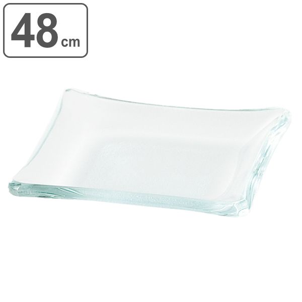 プレート 48cm LＬ 反り角 M.STYLE グランデヴェートロ 皿 食器 ガラス製 （ 大皿 角 スクエア プラター 盛皿 大皿料理 ガラス ビュッフェ オードブル 宴会料理 ワンプレート 盛り込み ガラス皿 おしゃれ モダン ）
