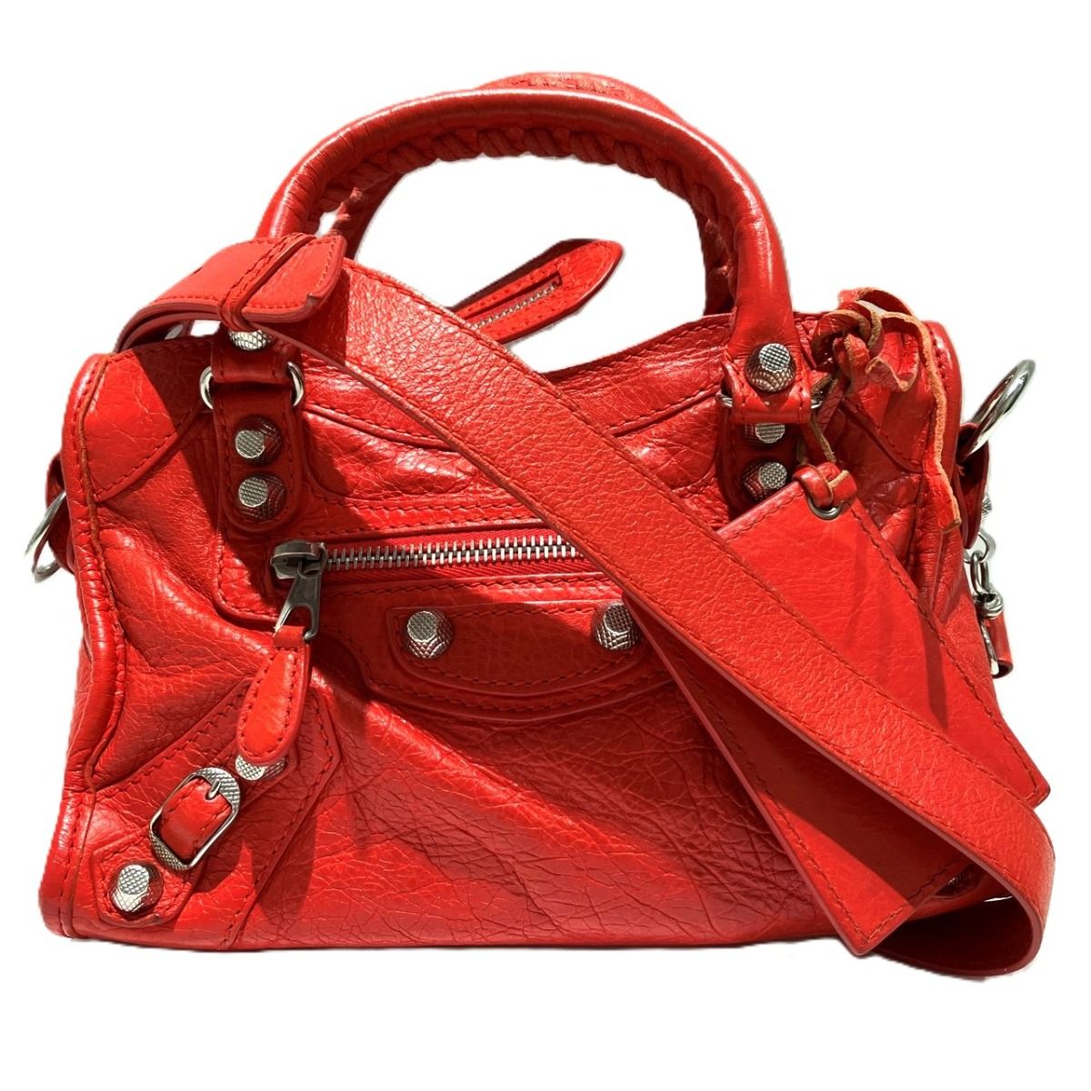 バレンシアガ BALENCIAGA ザ・シティ レッド ハンドバッグ レザー レディース 108,900円