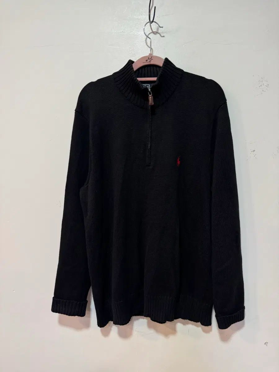 ポロラルフローレン ブラック ハーフジップアップ ニット XL