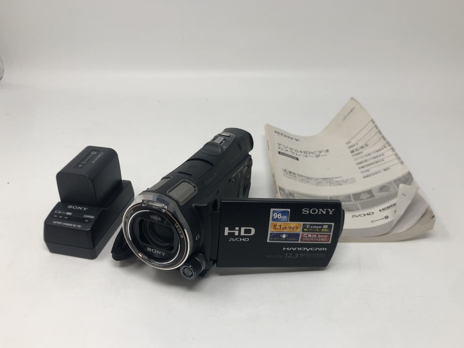 ◆ 소니 디지털 HD 비디오 카메라 디지털 비디오 카메라 핸디캠 블랙 HDR-CX700V 중고 배터리 2개, 충전기 포함 ◆ 22521