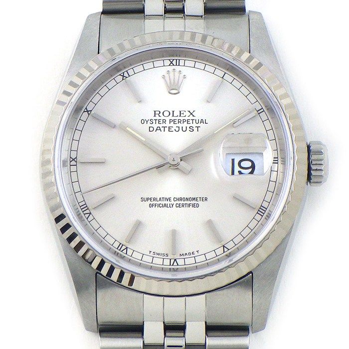 ロレックス Rolex 腕時計 デイトジャスト 16234 U番 1999年製 シルバー文字盤 デイト K18WG SS 自動巻き 【箱・保付き】 【中古】 484,000円